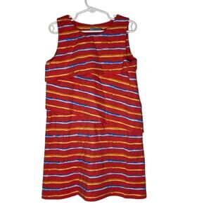 J McLaughlin Girls Red Multicolor Stripe Sleeveless Dress Size 7 Casual Style